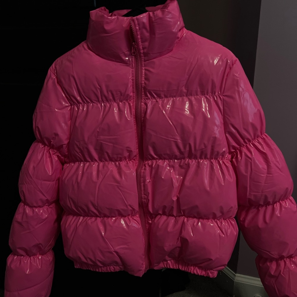 pink bubble coat